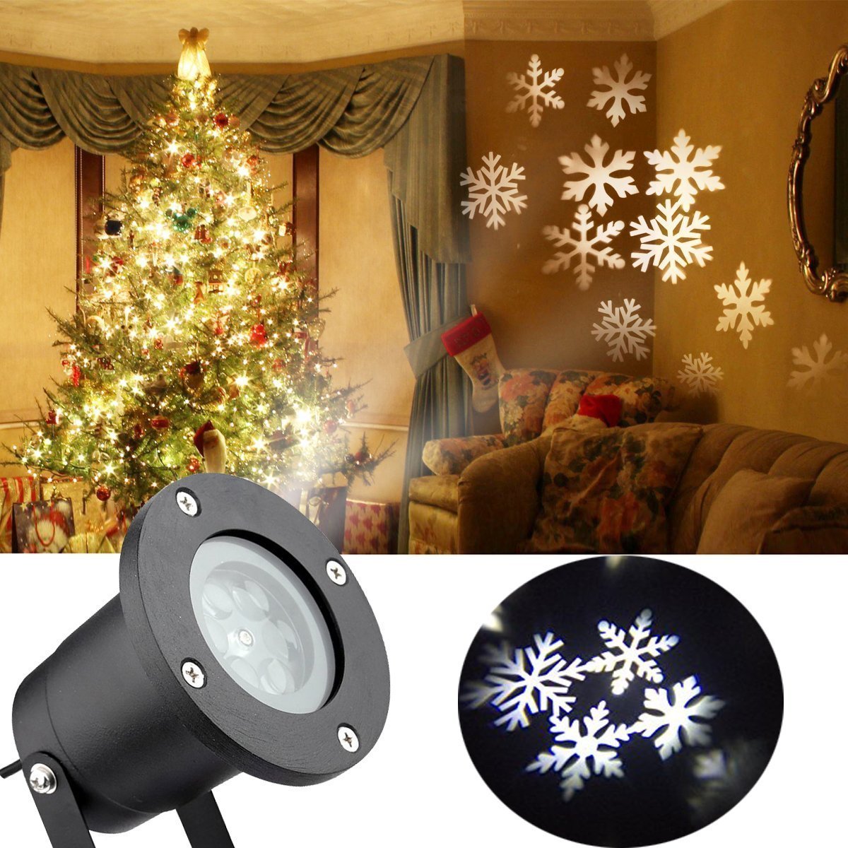 Best selling snow laser lights snow falling led christmas lights rotating star projector