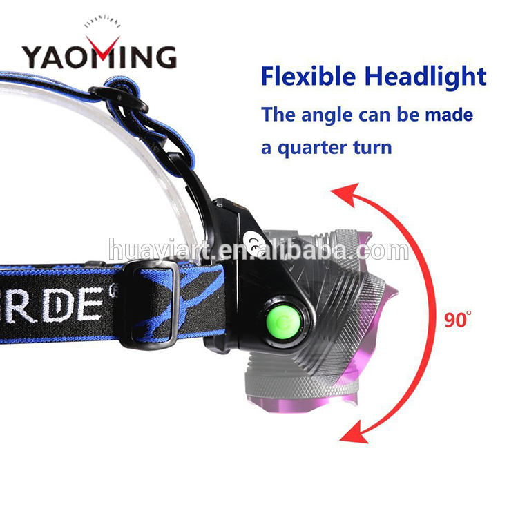 Zoomable 3 Modes Super Bright LED Headlamp Flashlight with Rechargeable Batteries for Camping