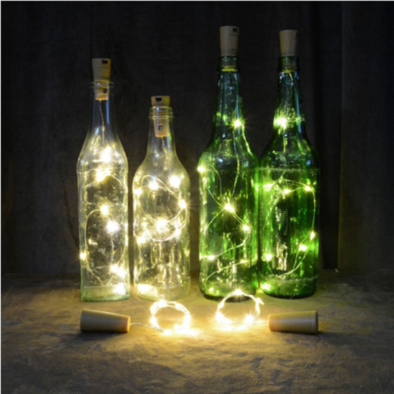 christmas led bedroom home decoration Bottle 2M 20LED Wine Cork Shape Battery Copper Wire String Lights