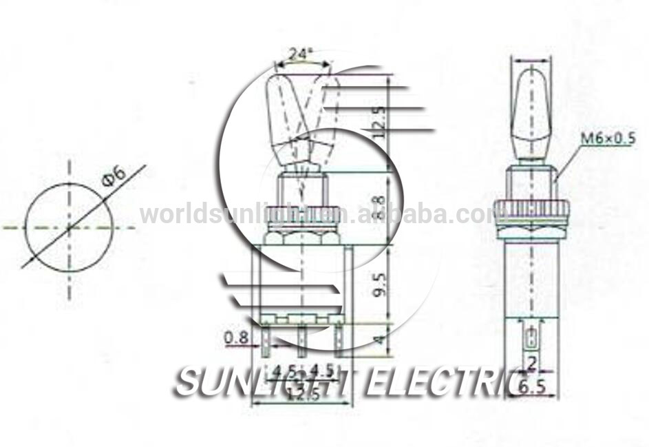 KNX-103-D1 ON-OFF-ON SPDT 3P miniature toggle switch with handle cap