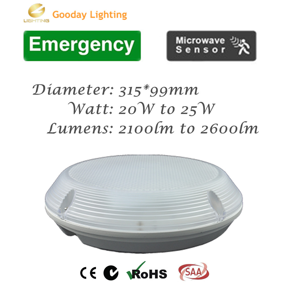 SAA Circular IP65 IK10 Outdoor Wall Light Fixture LED Sensor Emergency Bulk head 20w 25w