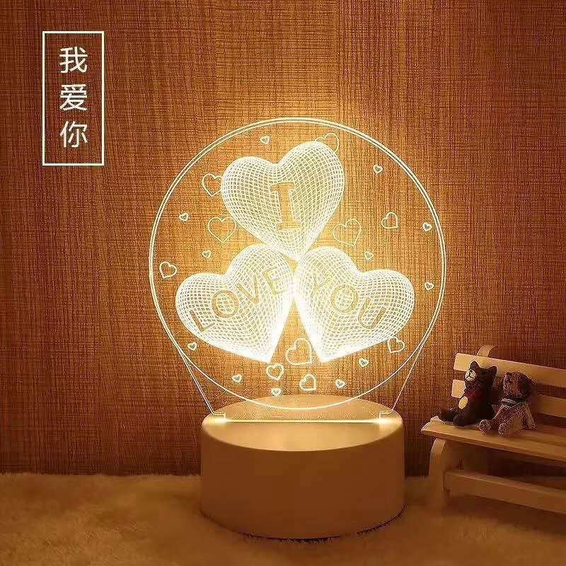 acrylic lamp base 3D illusion color changing led christmas lights,3d led light base