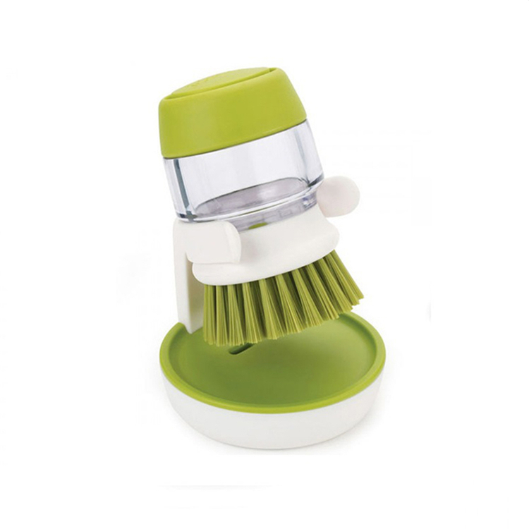 Dish Brush With Washing Up Liquid Soap Dispenser Storage Stand Pot Clean Brush