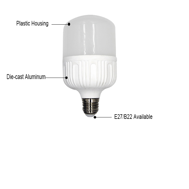 Hot sell  AC85-265v aluminum+plastic 48w led T shape bulb