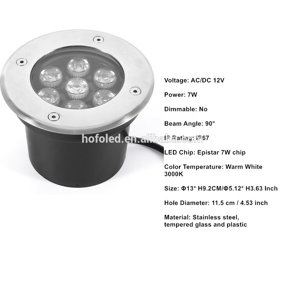 7W IP67 Aluminium decorative Outdoor spot light underground buried light for garden swimming pool