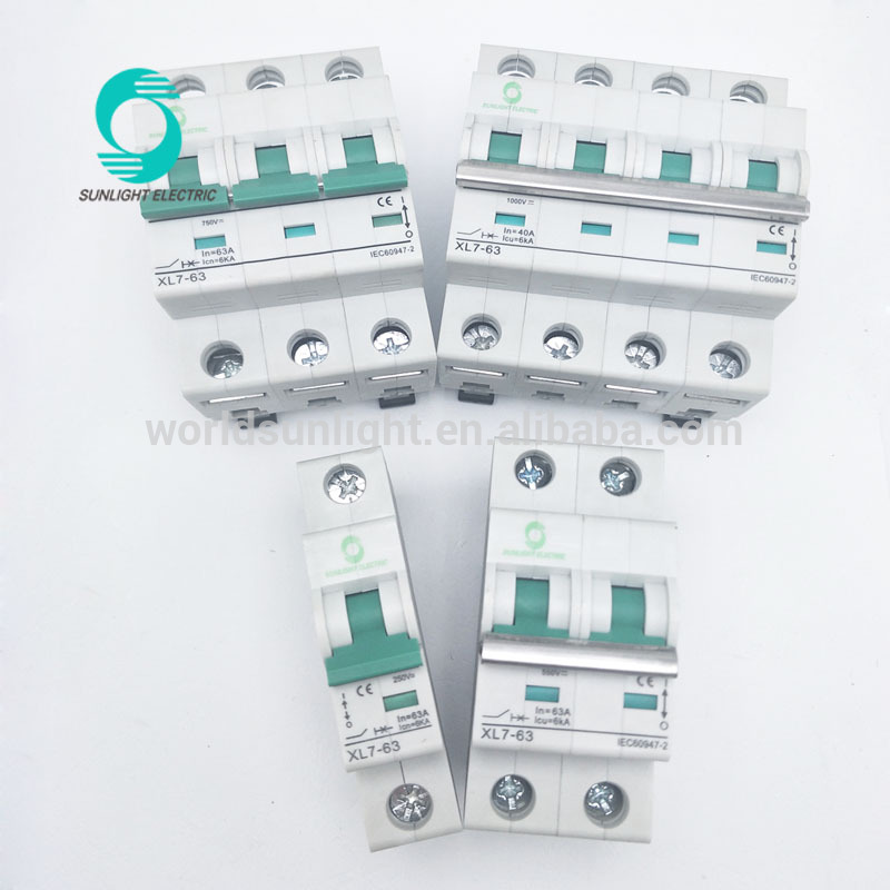 Solar system china manufacture 750V 6kA tp three pole 3 pole dc mcb mini circuit breaker