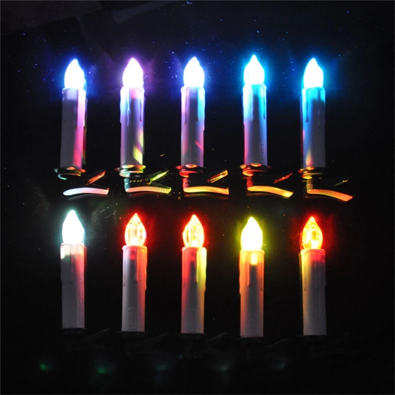 ABS Battery Short Fancy Luxury Christmas Tree Decoration Led Taper Flameless Candle Light with Clips