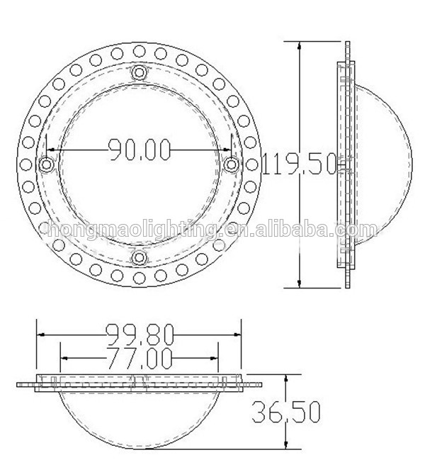 120mm whole diameter,90mm hole distance 100w led lens with pressure ring,gasket,parabolic reflector