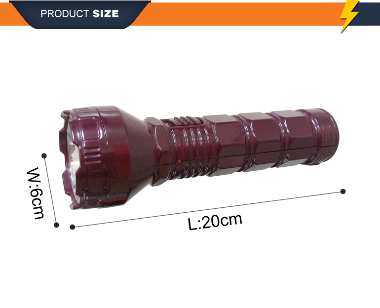 Low price high power rechargeable led light torch with ABS material