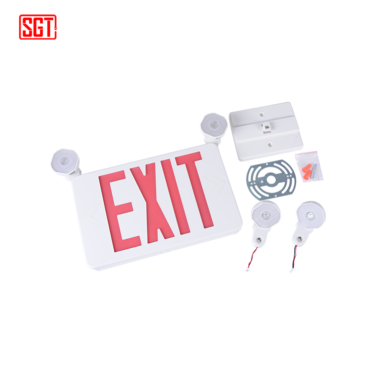 Newest design 120V/277V ceiling mounted emergency exit sign twin spots emergency light with battery backup