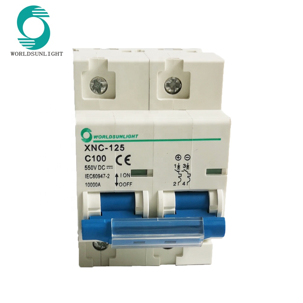 XNC-125C100 IEC60947 100 Amp 500VDC 2 Poles Miniature Circuit Breaker Overload Protector DC MCB