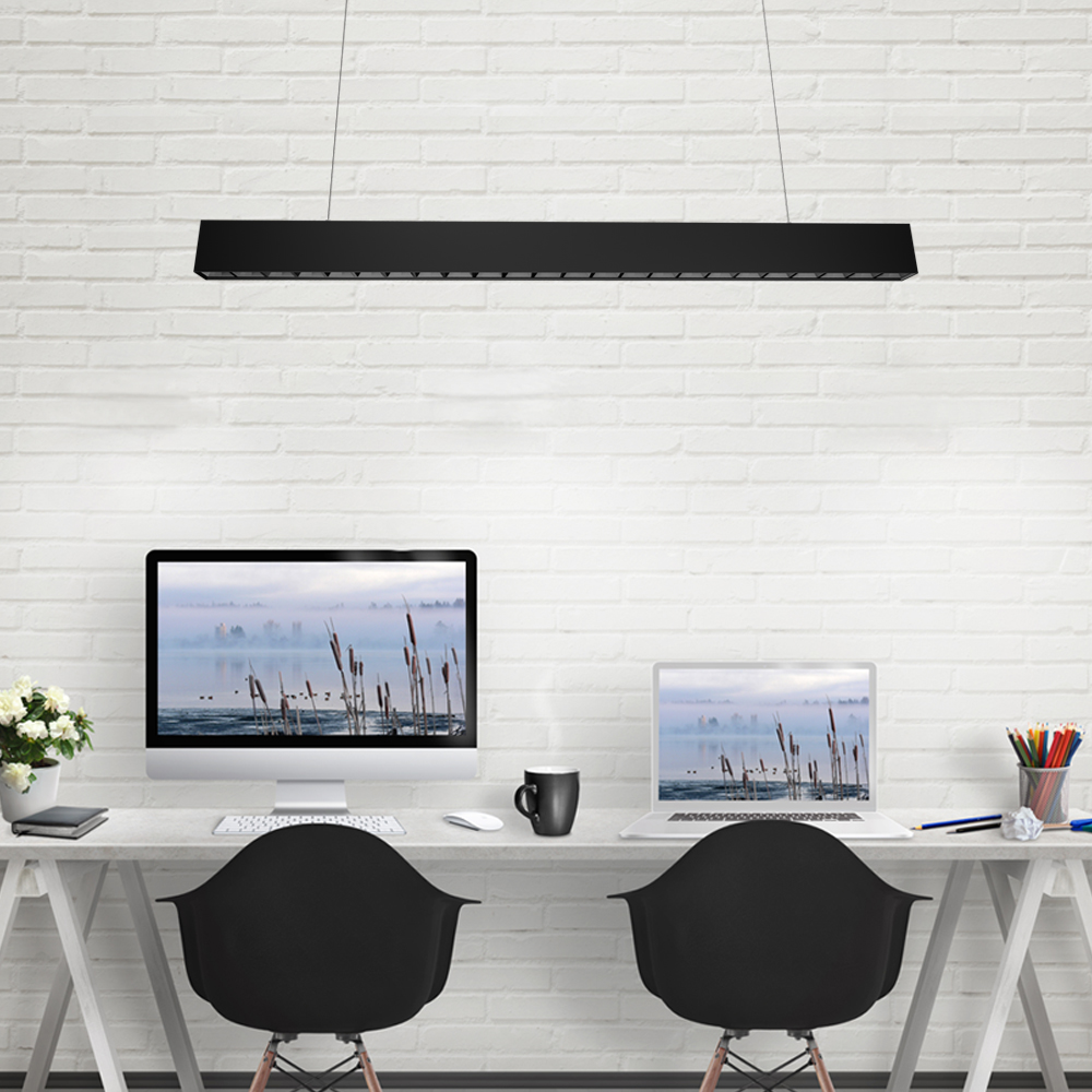 OKT Anti-Glare Design 4FT Modern Led Pendant Light Fixtures Black for commercial building