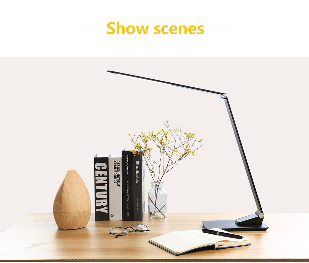 Portable Eye-Caring Office Desk Lamps, 10W Foldable Dimmable Touch Control Desk Lamp with USB Charging Port