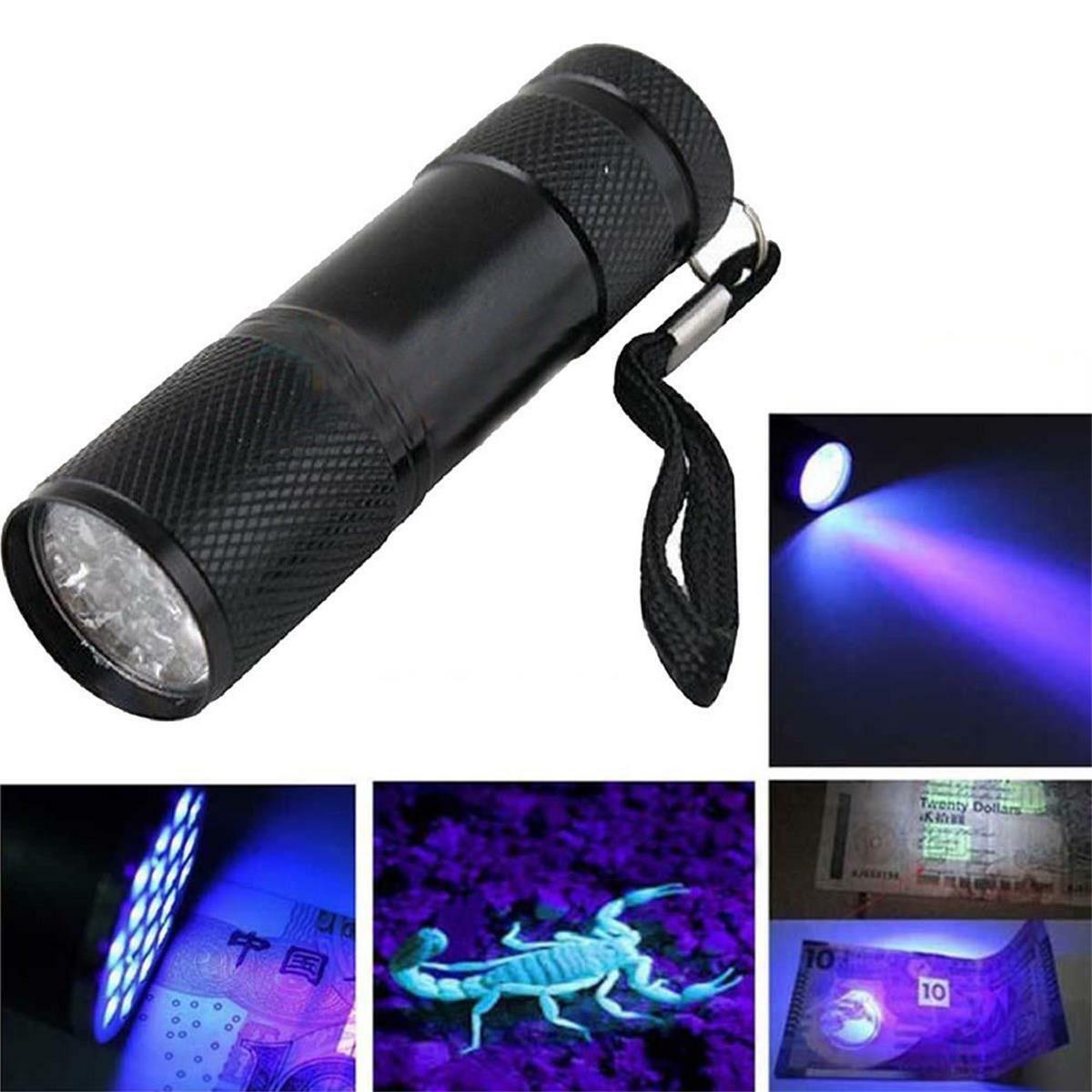 Mini Aluminium 9 LED UV Ultra Violet Flashlight Blacklight Torch Lamp