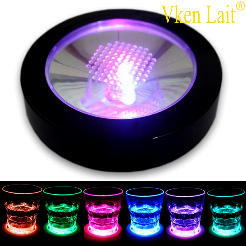 luminous coaster Cup Mat Acrylic Crystal Led Light Coaster Cocktail Coaster Flash Bar Bartender Lighting Base Lamp