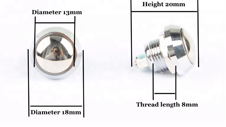 Diameter 12mm AC 250V 3A Momentary 1NO silver tone round PushButton Switch with 2 Screw Terminals