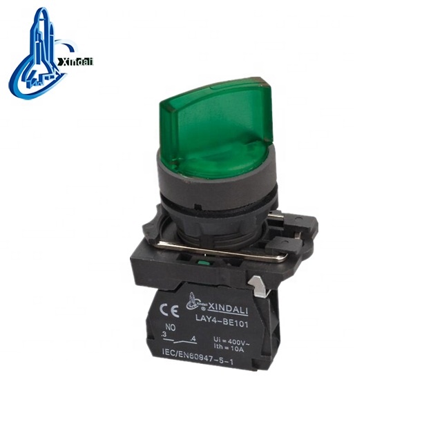 xindali industries 3 position stay put plastic button selector switch with indicator light/standard handle selector LAY4-EK2365