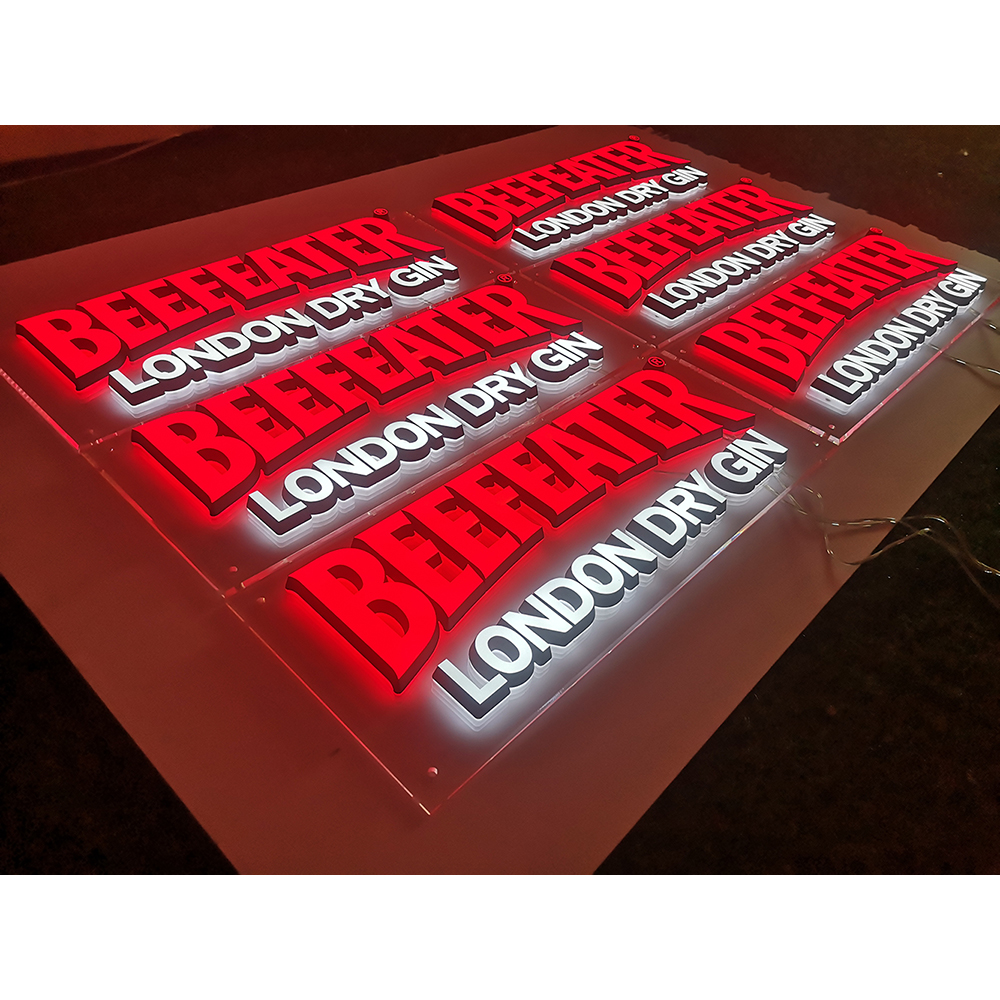 Custom storefront outdoor 3D mini led lighted letter LOGO sign block  light  board wall mount slant back  acrylic sign holder