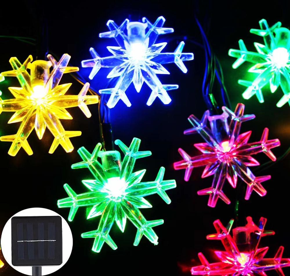 Waterproof solar snowflake led string lights rgb dmx fairy christmas lights led string