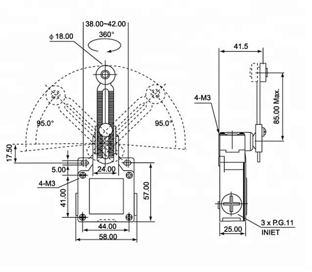 IP66 SA-031 mini waterproof adjustable roller arm Travel Limit Switch