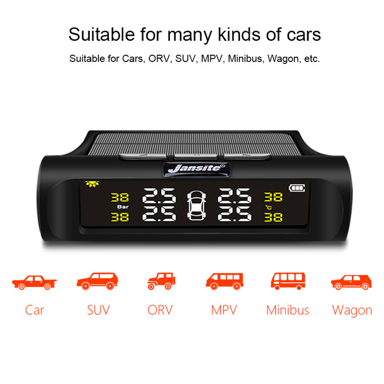 Smart Car TPMS Tyre Pressure Monitoring System Solar Power Digital LCD Display Auto Security Alarm Systems Tyre Pressure