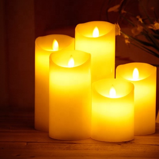 Led Candle Flameless Candle Moving Wick Free-Flowing 3D Fireless flame Real Wax LED Pillar Candle Light With Timer,Home Wedding