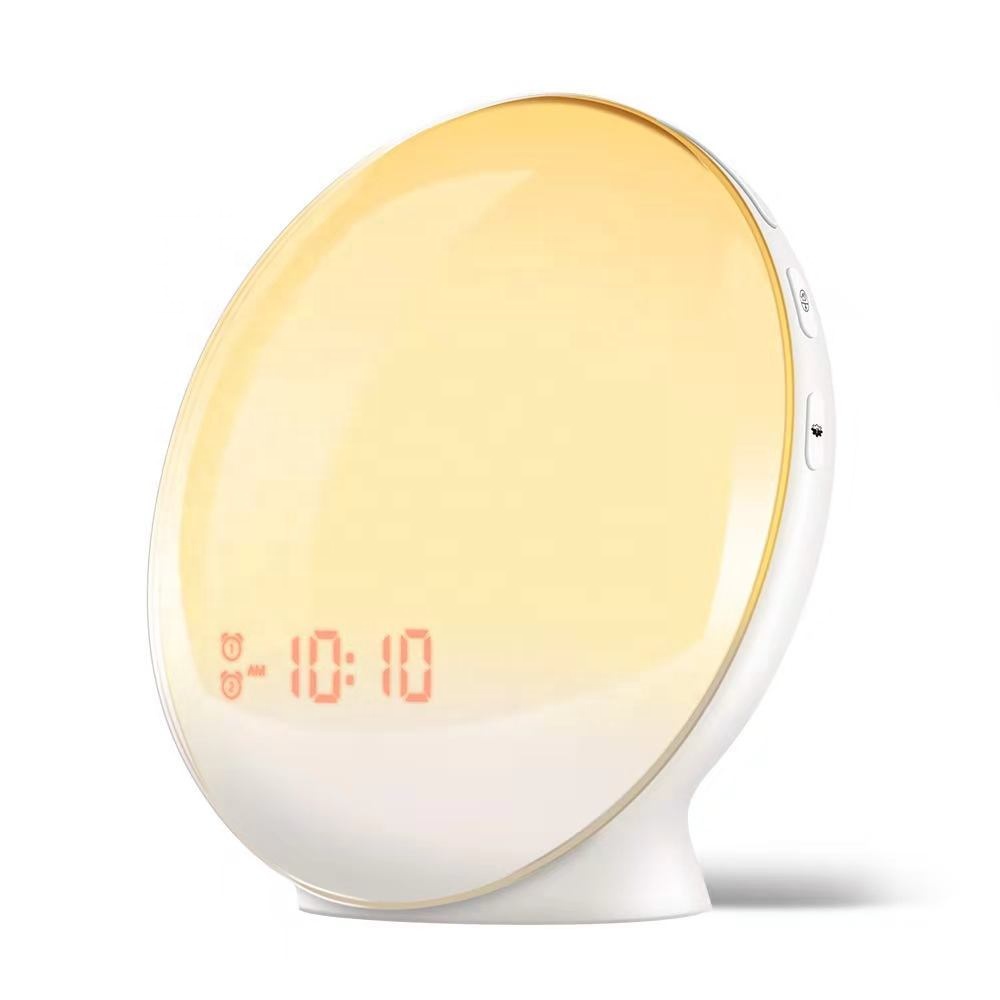 7 Colors Smart Wake Up Light Sunrise Wooden Alarm Clock