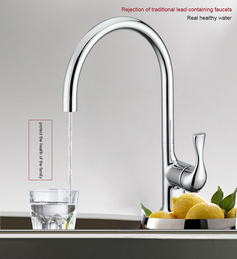 W22226-G LESSO High Quality and classic deck mounted single hole brushed Kitchen Faucet