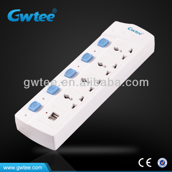 Multiple Extension switch socket with USB port GT-6117A