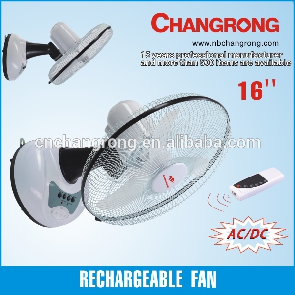 16'' rechargeable wall mounted fan with LED light CR-8807G with remote control