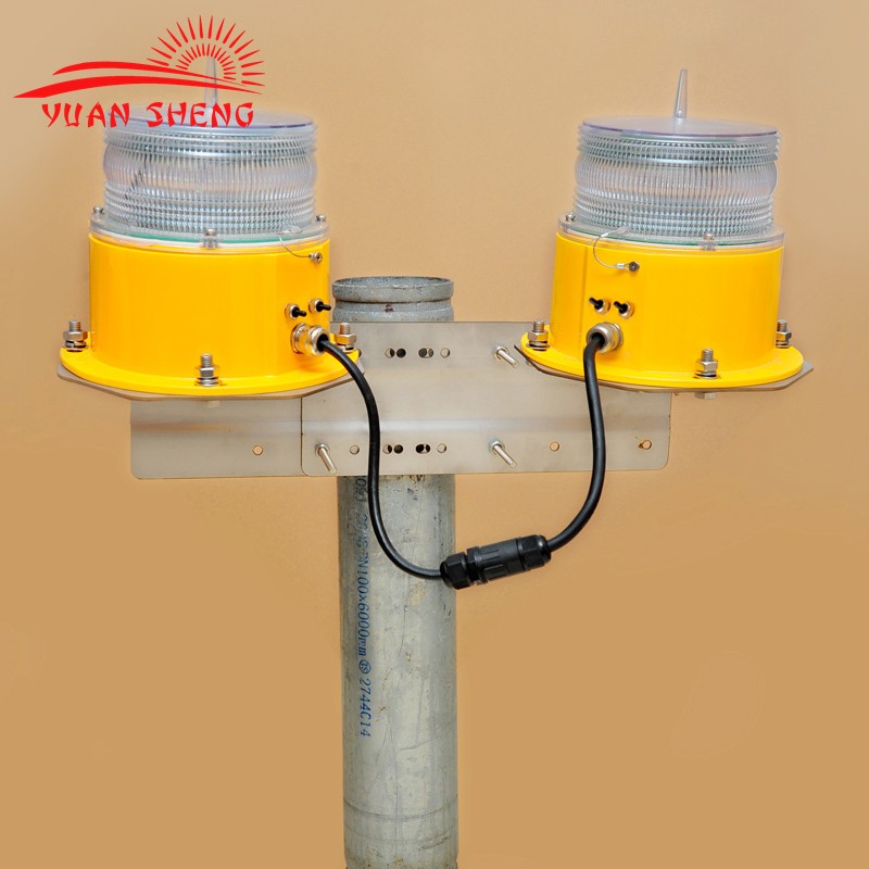 Solar power  LED tower double aviation obstruction light