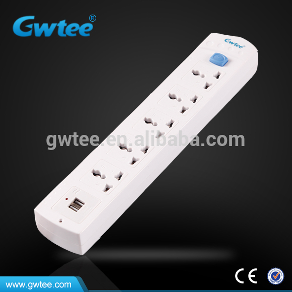 3-pin multi plug USB double socket