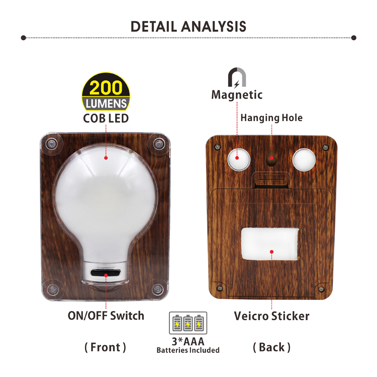 Hot New Product 200 Lumens Wood Grain Wall COB LED Bulb With Switch