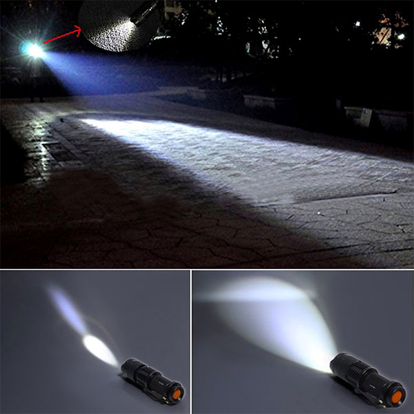 Tactical Lamp 3w 300lm Adjustable Focus Zoomable Torch Light 3 Modes Handheld Mini Q5 LED Flashlight