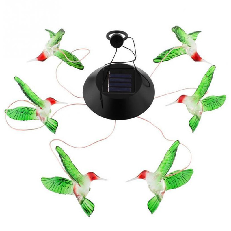 Hot Sale Outdoor Garden Solar Powered Glass Hummingbird Wind Chimes Led Lights