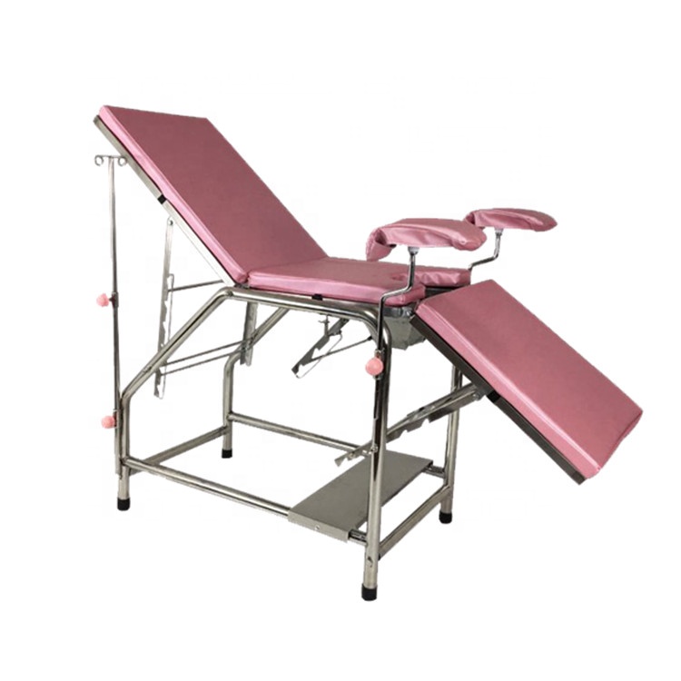Stainless steel portable gynecological exam table in hospital clinic obstetric examination bed