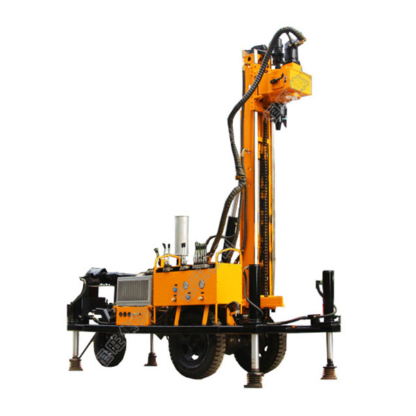 Trailer mounted portable air compressor water well drilling rig