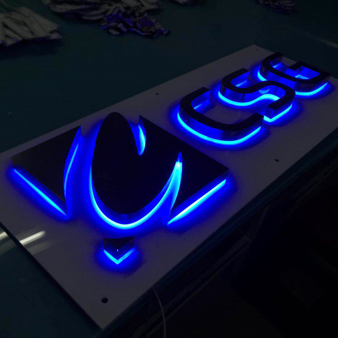 Stainless steel Mirror Acrylic Letter Signage Backlit LED Letter  Lights Sign Board Electronic Halo Lit Letters