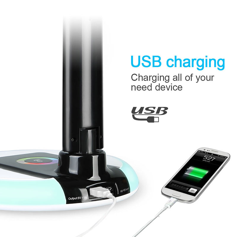 New design study lamp for desk calendar display touch switch beside lamp with usb charger port