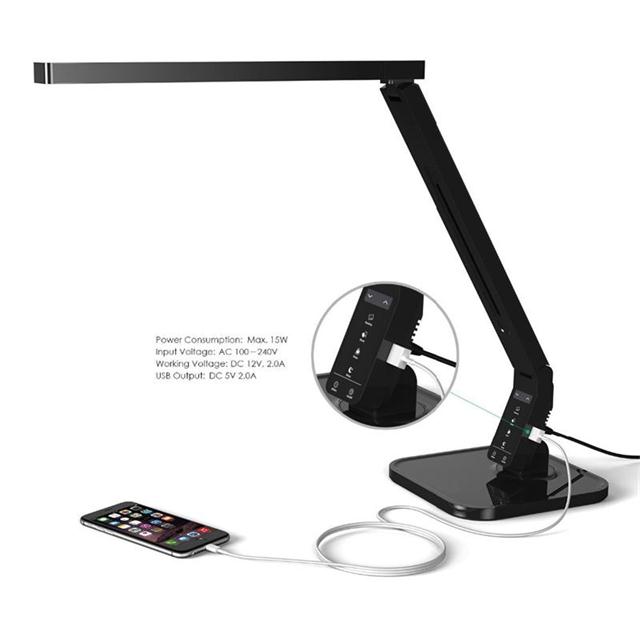 Zhuhai Dimmable Desk Lamp with USB Charging Port 5 Brightness Levels 4 Light Colors Table Light