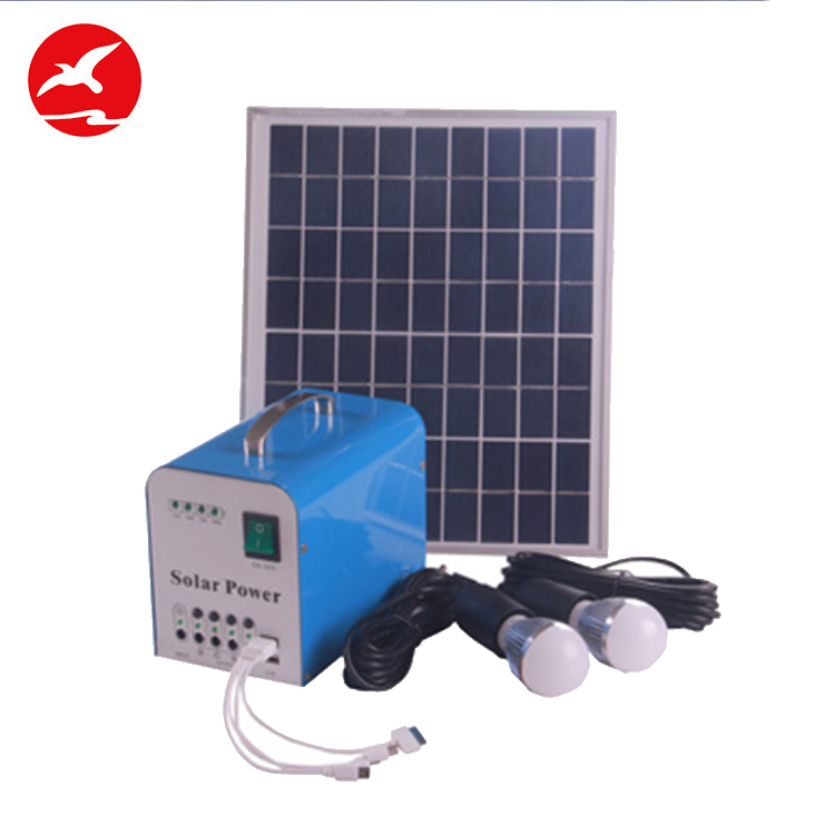 Portable dc 12v 18v 10w 20w mini solar lighting system for home indoor
