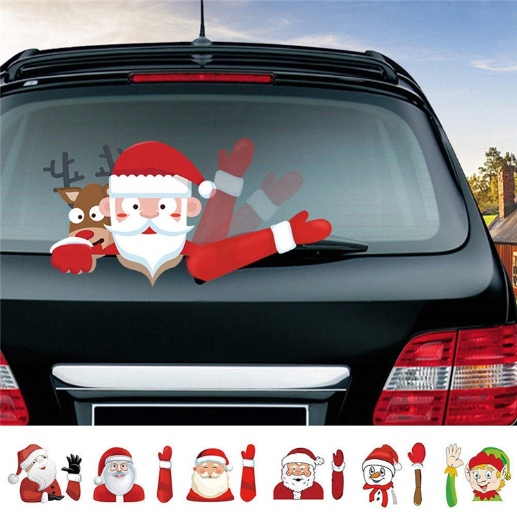 New Christmas Wiper Decals Car Decorations PVC Rear Window Wiper Stickers Car Styling Windshield Stickers Christmas SUV Ornament