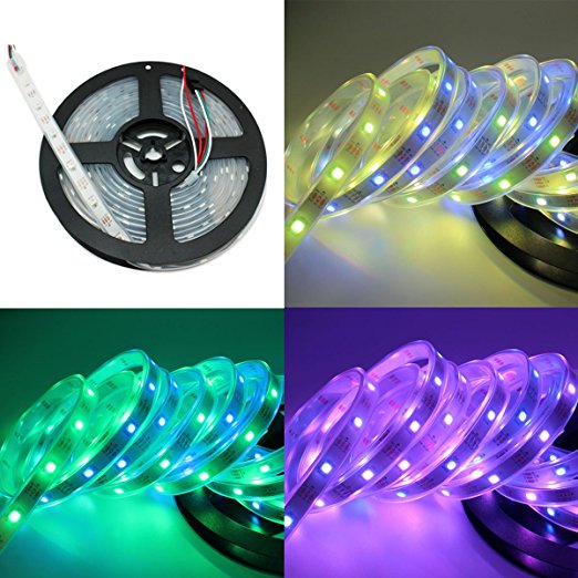 5M ws2812 50 ICs 5050 digital RGB Strip 150LED Pixels IP65 waterproof Dream Magic Full color DC 12V Led Strip