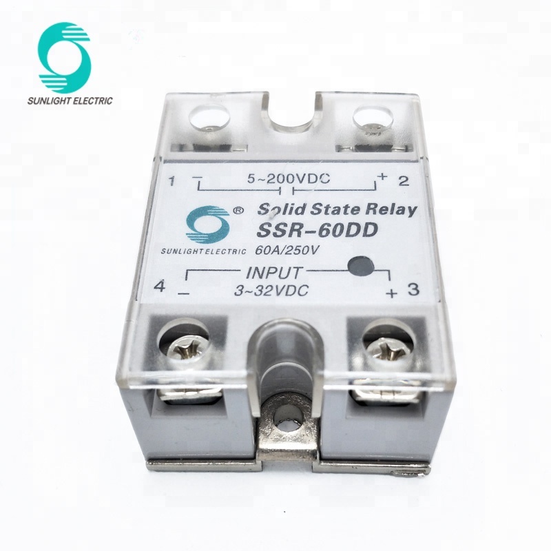 SSR-60DD 60A 3-32VDC input 5-60VDC output single phase dc to dc ssr solid state relay