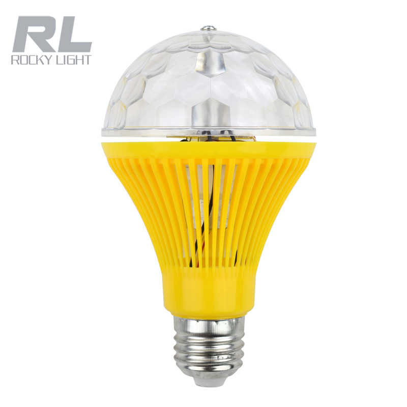 3W 85-265V E27 RGB full colour LED Rotating bulb for Stage Prarty Disco