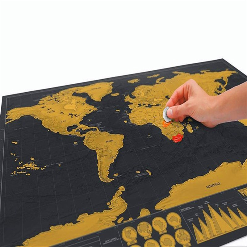 Hot Sale Maps Of The Worlds Deluxe Black Scratch Off Map World Wall Map for traveling