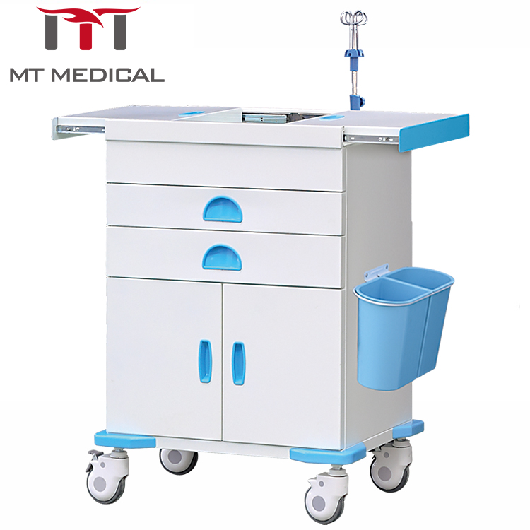 Popular medical equipment ABS plastic steel mobile hospital nursing crash trolley cart in hospital emergency room