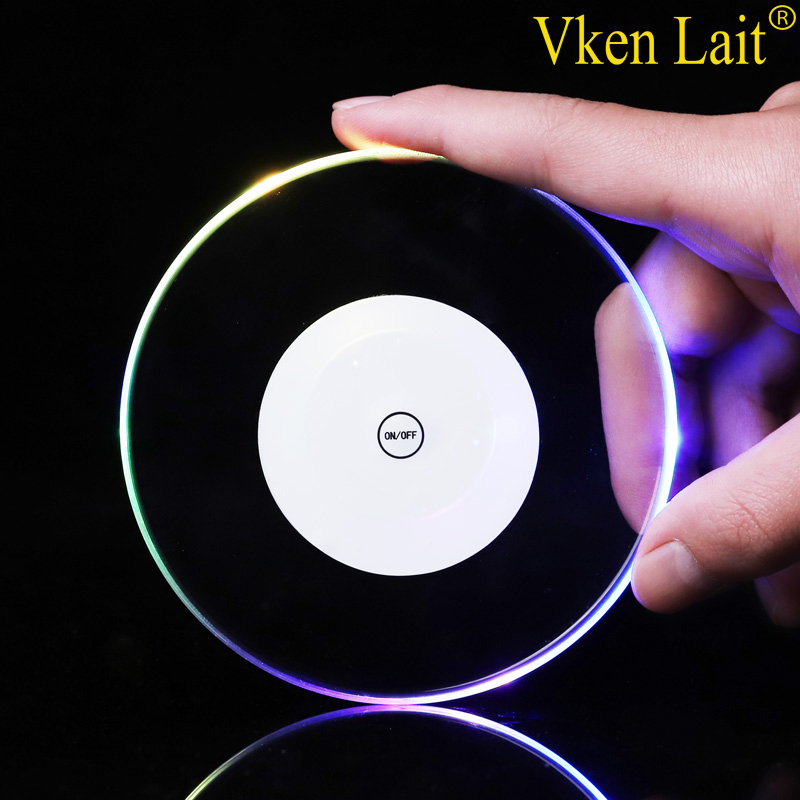 Waterproof Coaster KTV Light Base Gravity Induction Battery Bar Cup Pad LED Bar Luminescent Bar Mat Placemat Round Cup Pad