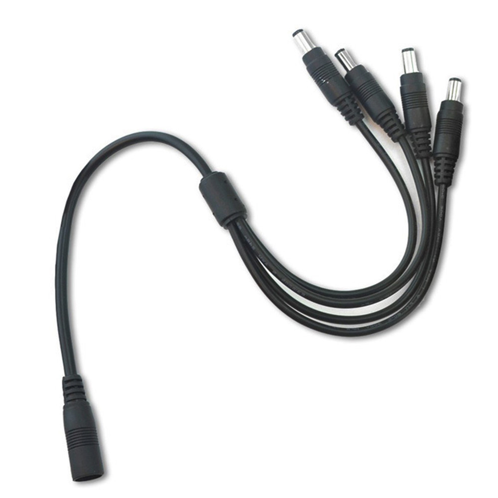 Female DC Power Connector To 4 Male DC Power Connector Wire Splitter Adapter Cable For CCTV LED Strip Light