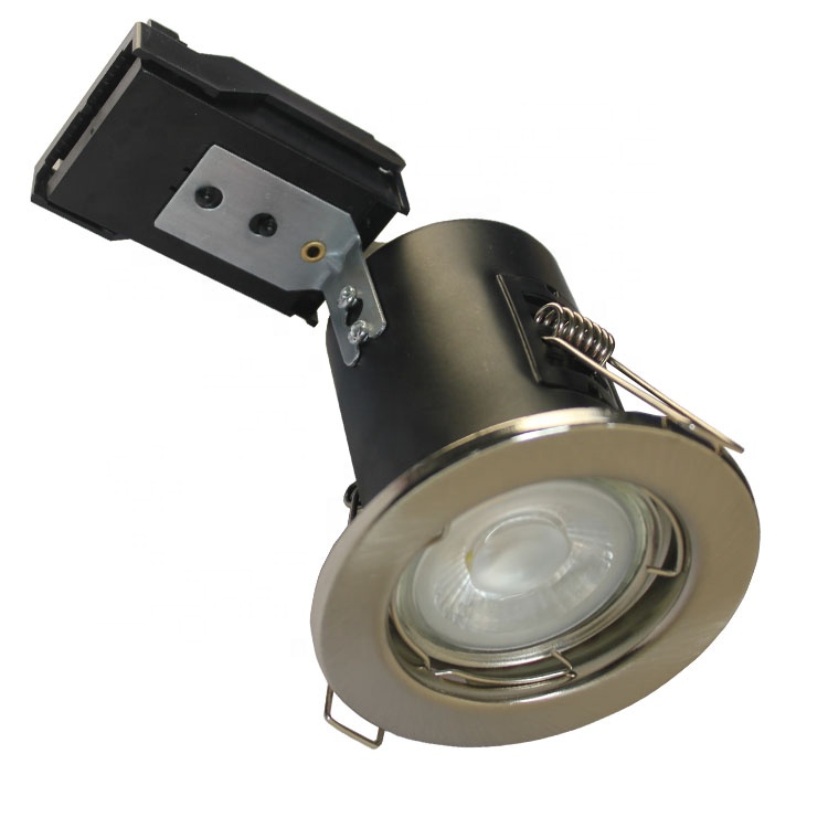 Economy Steel fixed GU10 Fire Rated Downlight changeable bezel pass 30/60/90min. BS476 part21,23